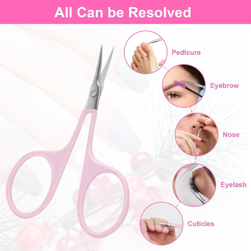 CGBE Manicure Scissors, Extra Fine Eyebrow Scissors for Grooming, Curved Blade Nail Scissors Precise Pointed Tip Grooming Kit for Eyebrow, Eyelash, Trim Nail and Dry Skin, Pink - Image 5